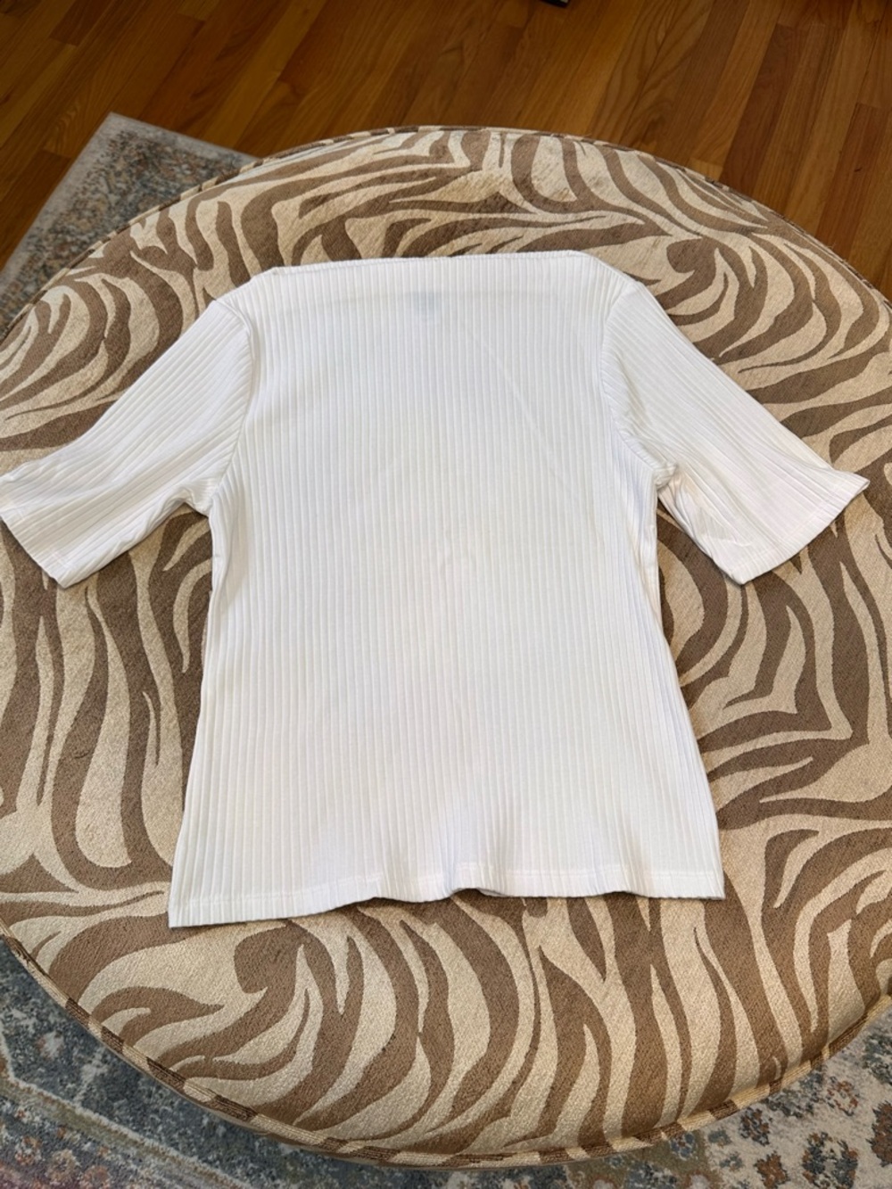 Old Navy Women's White Ribbed Boat Neck Short-Sleeve Tee
